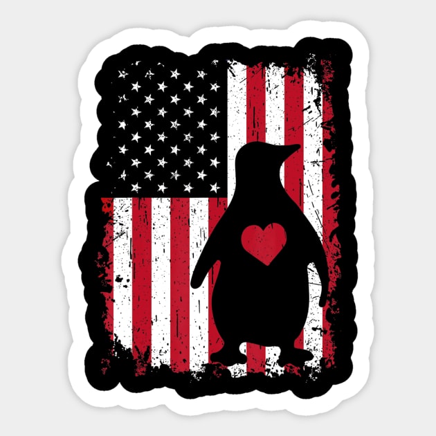 Penguin 4th of July American USA Flag Patriotic Gift Sticker by crowominousnigerian 